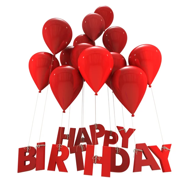 Happy birthday with red balloons — Stock Photo, Image