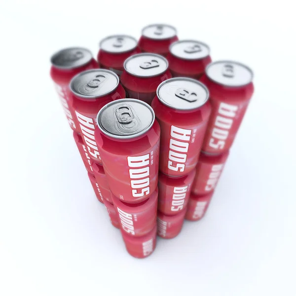 Tower of soda cans — Stock Photo, Image