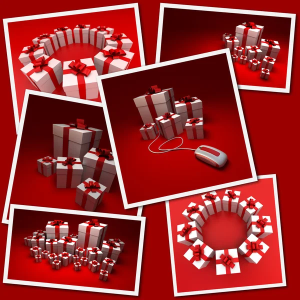 Collage of red gifts — Stock Photo, Image