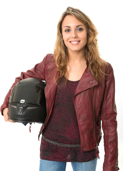 Young female biker — Stock Photo, Image