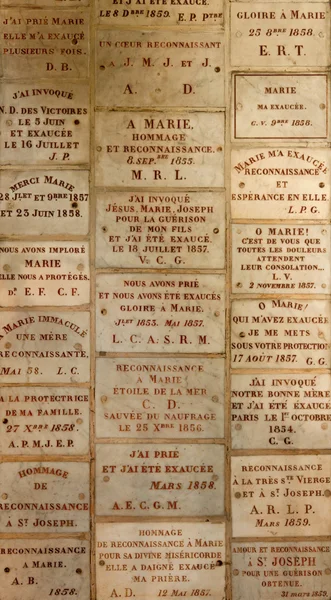 Votive headstones in French Church — Stock Photo, Image