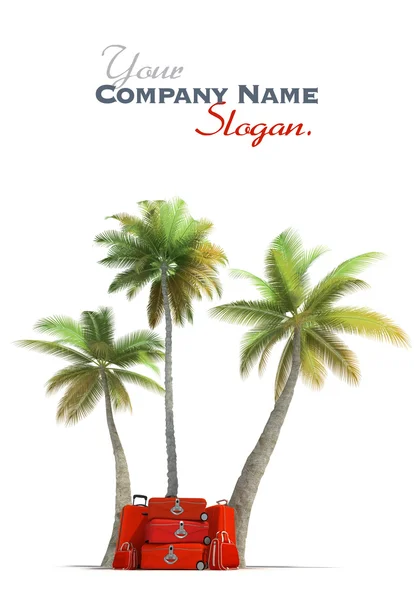 Viagem tropical e elegante bagagem vermelha — Fotografia de Stock