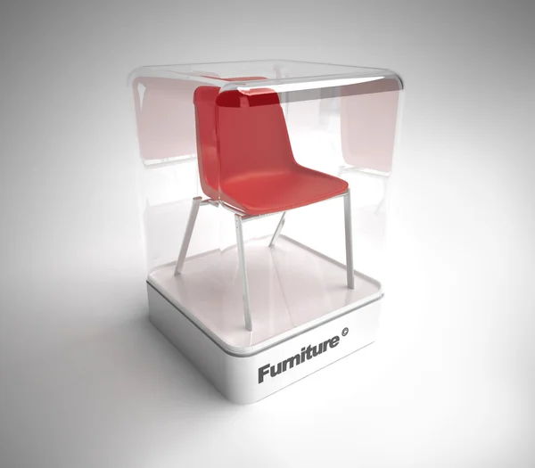 ออกแบบตู้โชว์เก้าอี้สีแดง — ภาพถ่ายสต็อก