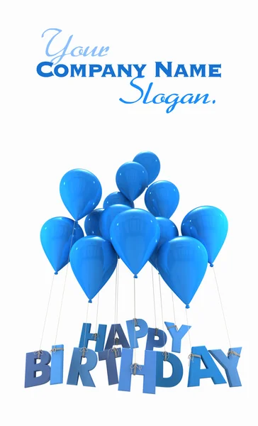 Gelukkige verjaardag met blauwe ballonnen — Stockfoto
