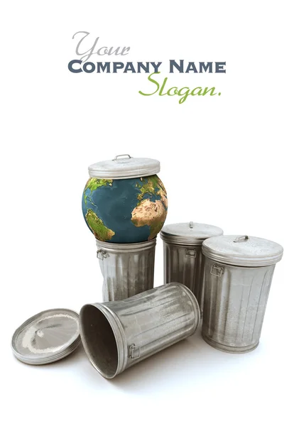 Earth on the garbage — Stock Photo, Image