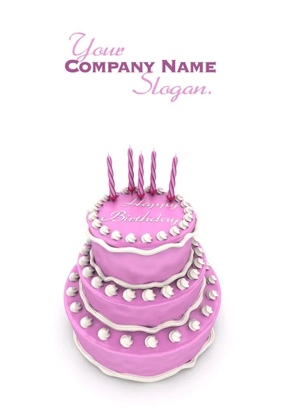 인상적인 핑크 생일 케이크 — 스톡 사진