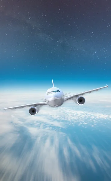 Plane, cloud and stars — Stock Photo, Image