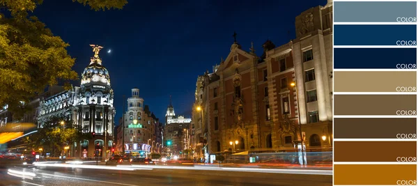 Madrid bij nacht, kleurcode — Stockfoto