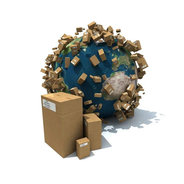 Worldwide carton delivery — Stock Photo, Image