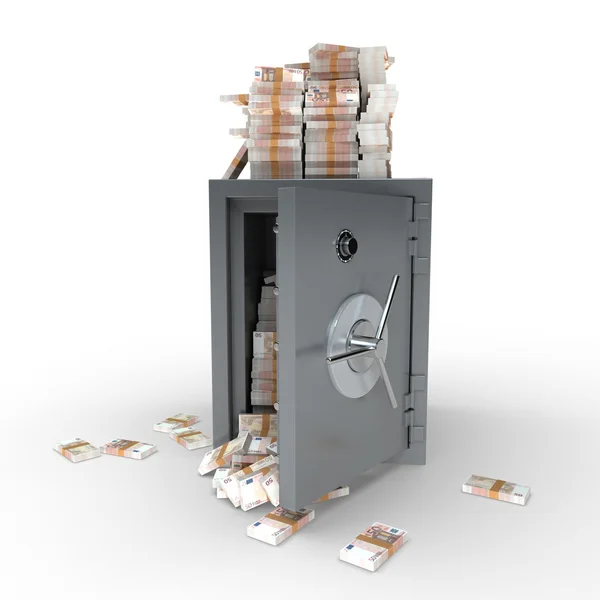 Caja fuerte llena de billetes de 50 euros — Foto de Stock