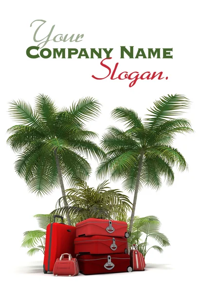 Red luggage in the tropics — Stock Photo, Image