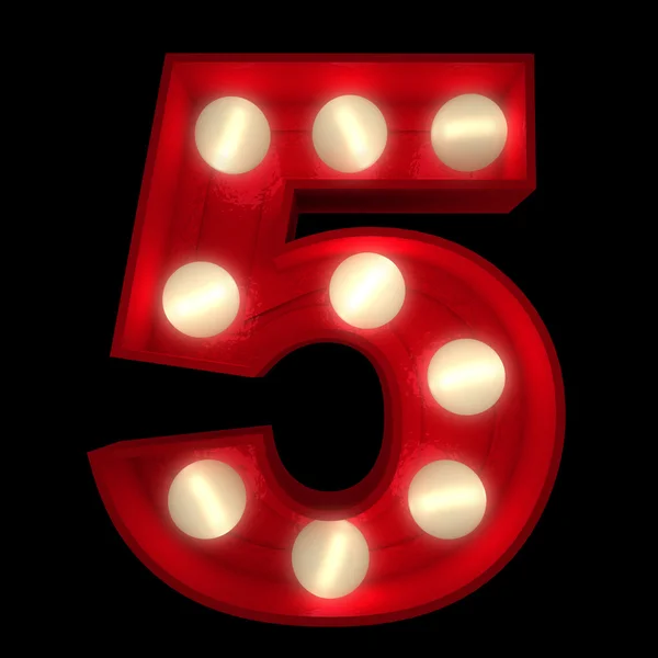 Glowing 5 on black — Stock Photo, Image