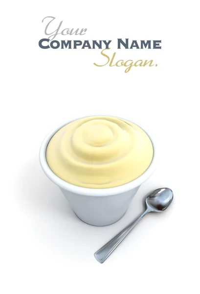Sundae alla vaniglia e cucchiaio — Foto Stock
