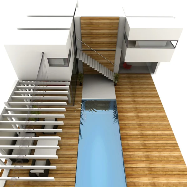 Casa de diseño con piscina — Foto de Stock