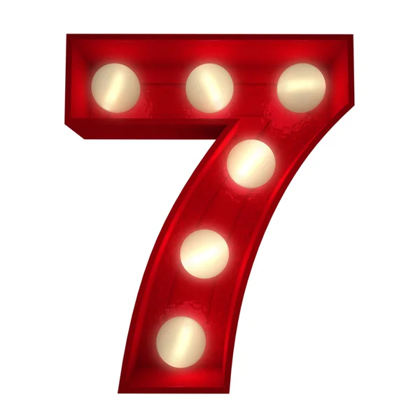 Glowing 7 on white — Stock Photo, Image