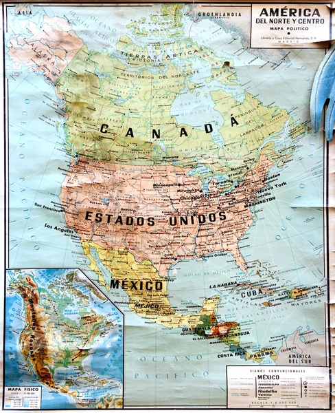 Mappa del Nord America — Foto Stock