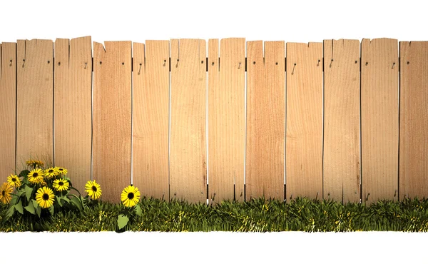 Tuin en houten hek — Stockfoto