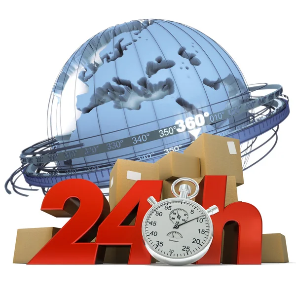 Worldwide delivery in 24 Hrs — Stock Photo, Image