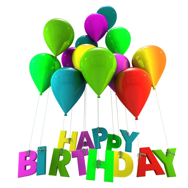 Feliz aniversário com balões coloridos — Fotografia de Stock