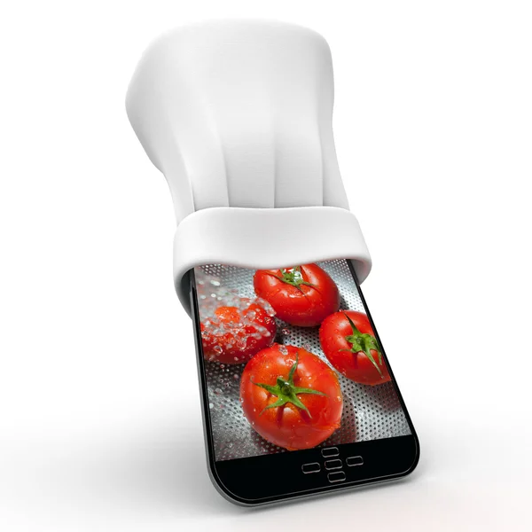 Smartphone a rajčaty — Stock fotografie