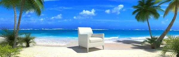 Sillón blanco en la playa — Foto de Stock