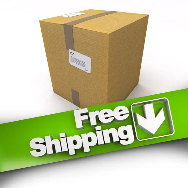 Free shipping, cardboard box — Stock Photo, Image