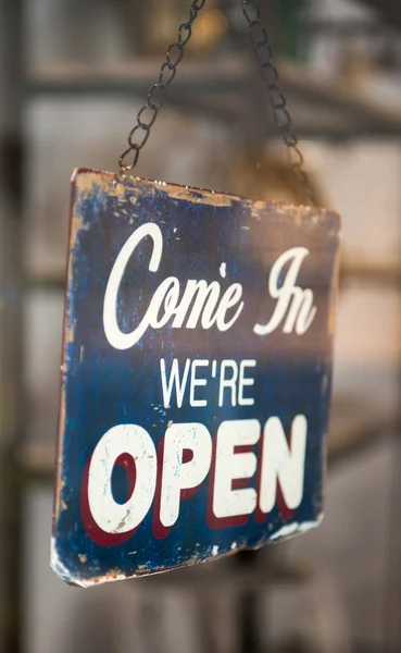 Come in we are open Stock Image