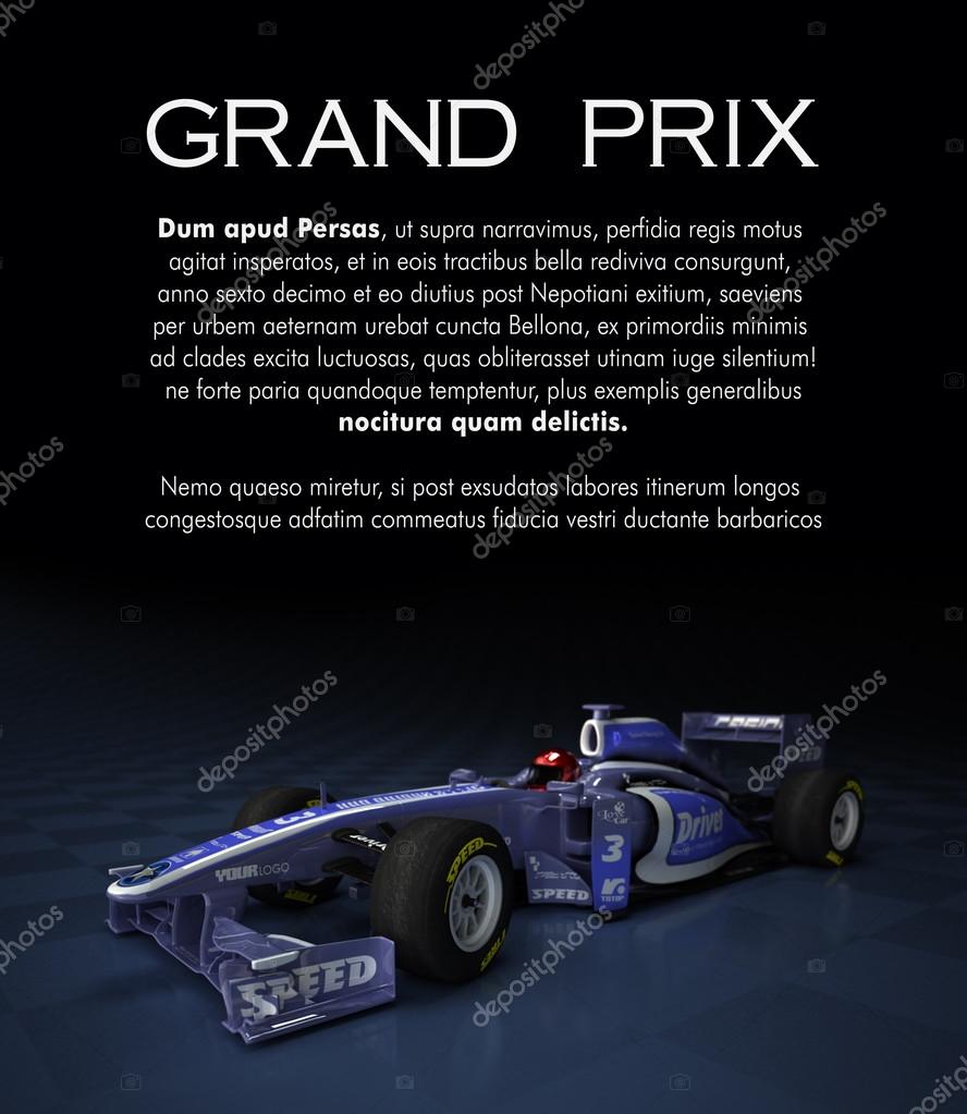 Customizable image with text and a sports race car with fake logos
