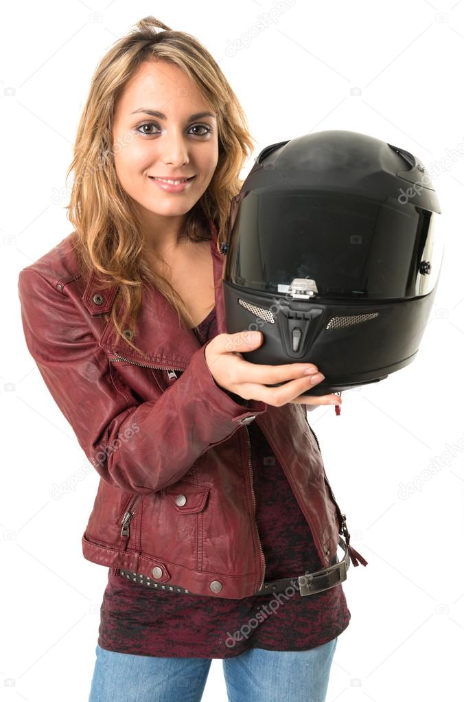 Young female biker
