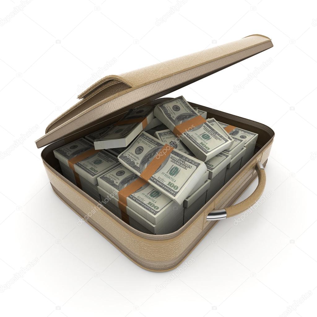 Briefcase with lots of cash, dollar
