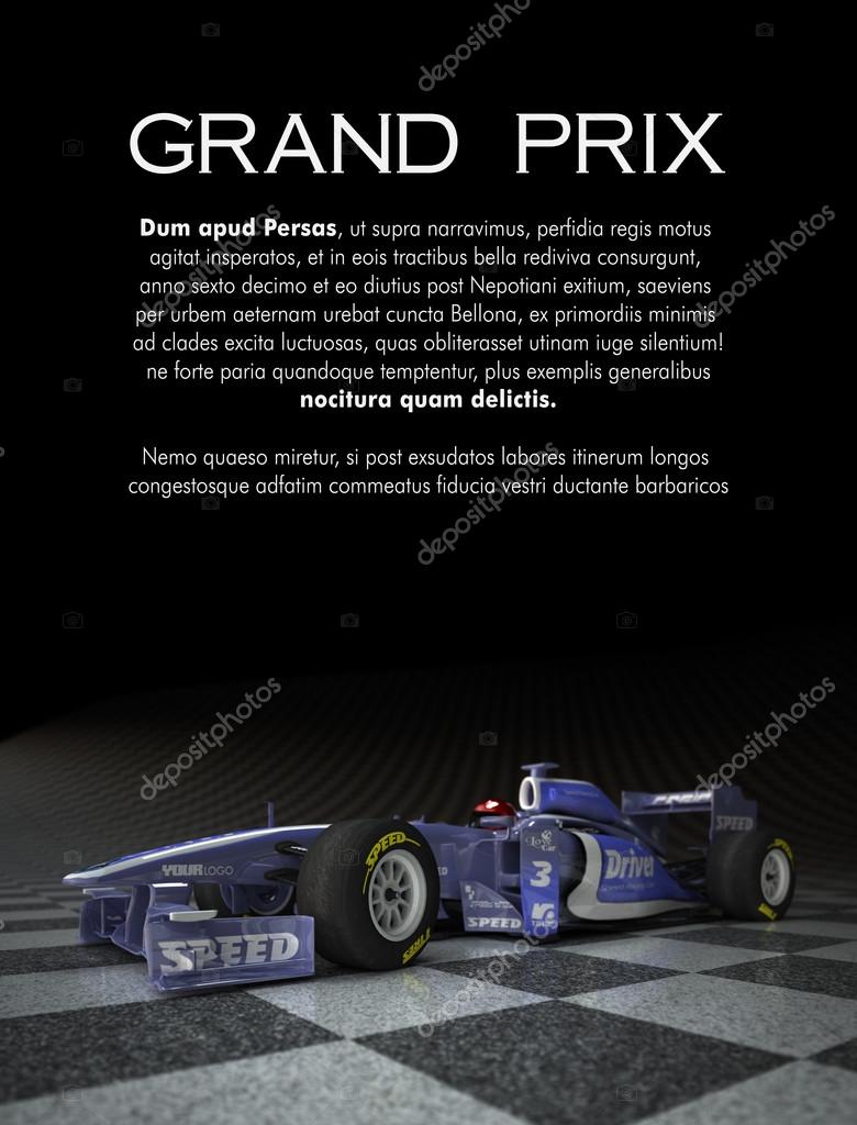 Customizable image with text and a sports race car with fake logos