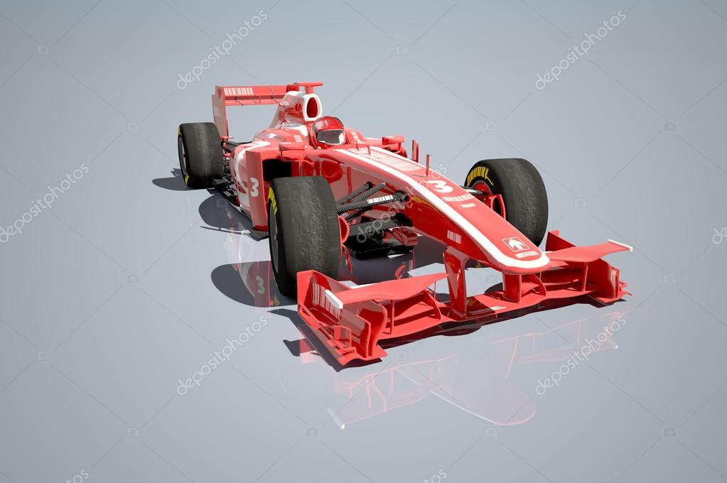 3D rendering of a Race car with fake logos
