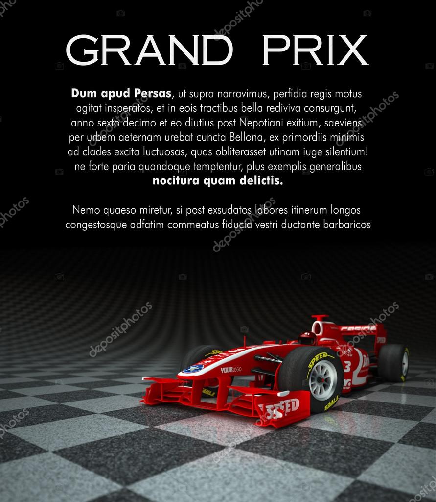 Customizable image with text and a sports race car with fake logos