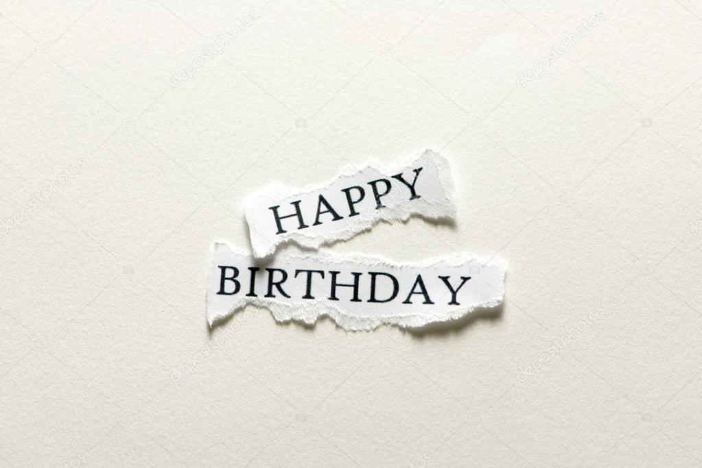 Happy birthday on a piece of paper
