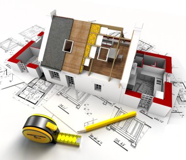 House construction overview clipart