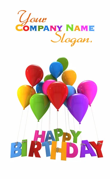 Feliz cumpleaños con globos multicolores —  Fotos de Stock