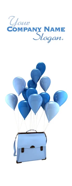 Balloons carrying a satchel — Stock Photo, Image