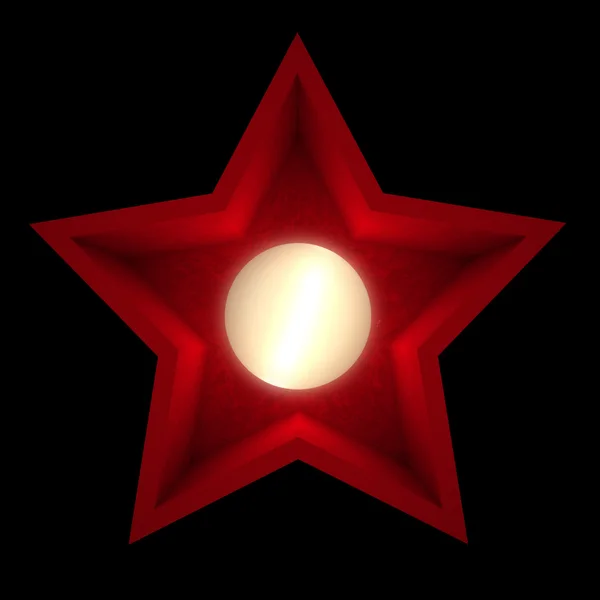 Светящаяся звезда на черном свете — стоковое фото