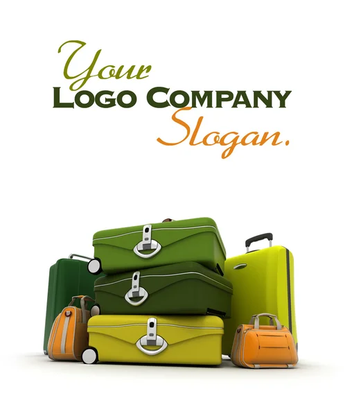 Baggage set in green and acid colours — Stock Photo, Image