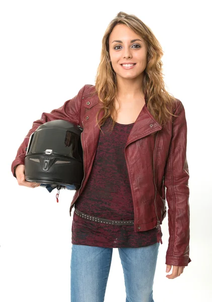 Young female biker — Stock Photo, Image