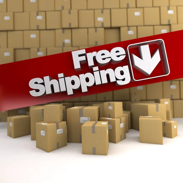 Free shipping, box wall — Stock Photo, Image