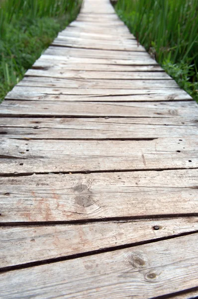 Old ditinggikan boardwalk pedesaan — Stok Foto