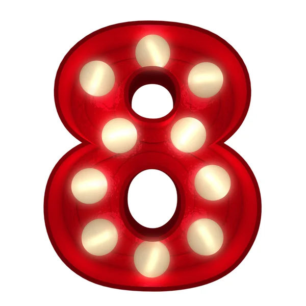 Glowing 8 on white — Stock Photo, Image