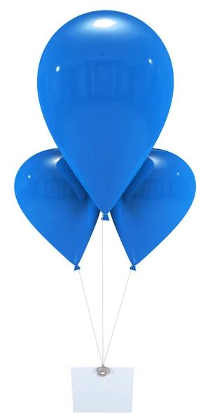 Bericht met blauwe ballonnen — Stockfoto