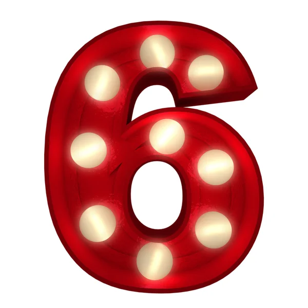 Glowing 6 on white — Stock Photo, Image