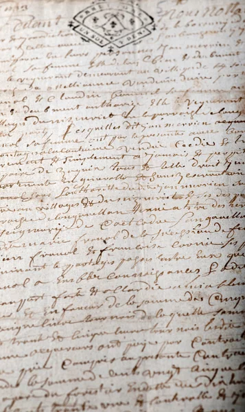 Gamla manuskript med notarius publicus stämpel — Stockfoto