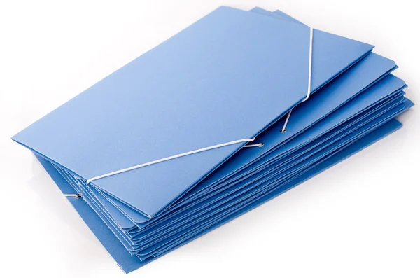 Blue folders with elastic bands — Stock Photo, Image