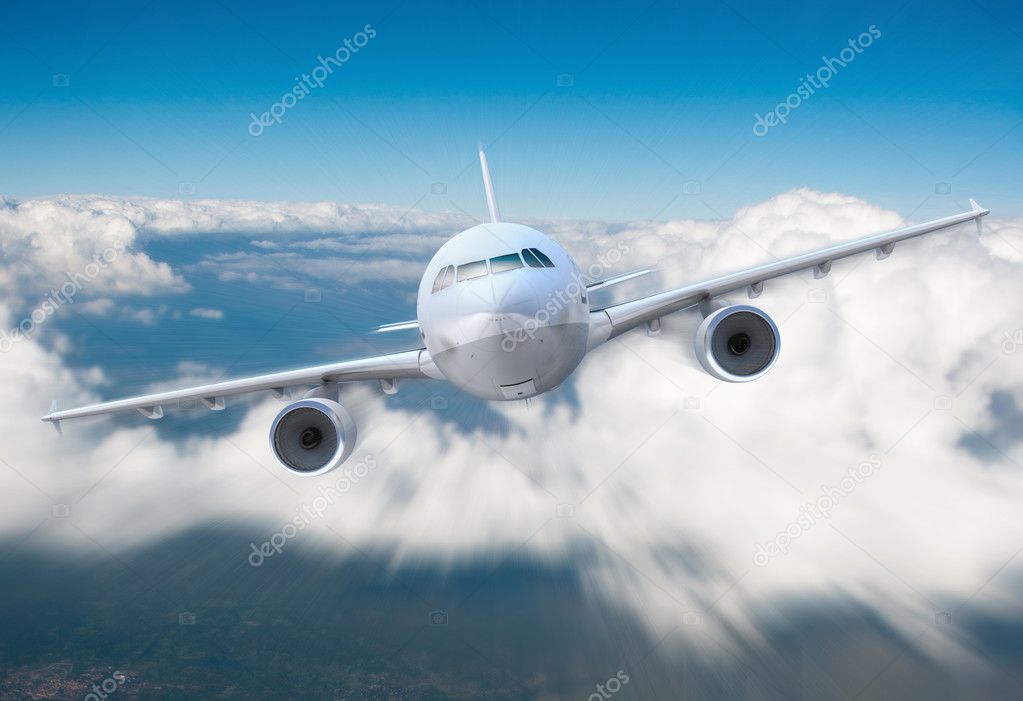 Airplane and clouds