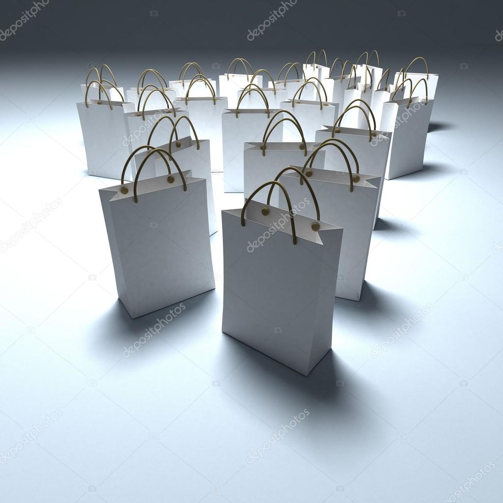 Shopping bags in white