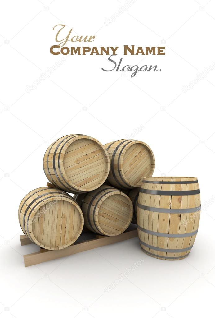 Group of wine barrels